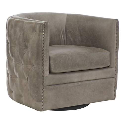 Bernhardt Palazzo Leather Swivel Barrel Chair Perigold